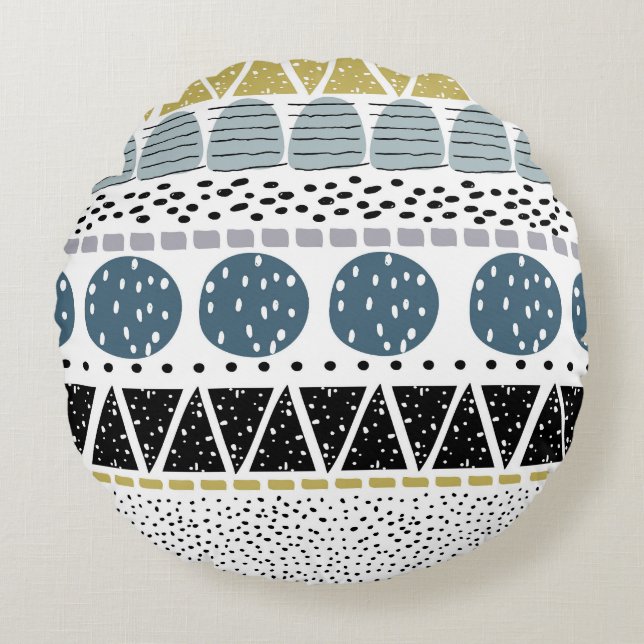 Abstract hand drawn, creative vintage texture. round cushion (Front)