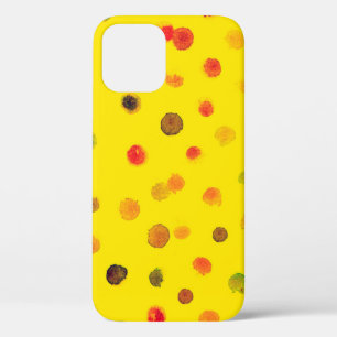 Abstract hand drawn image with multicolor dots on  iPhone 12 case