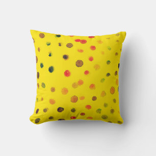 Abstract hand drawn image with multicolor dots on cushion