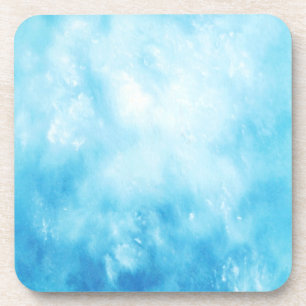 Abstract Hand Drawn Watercolor Background: Blue Coaster