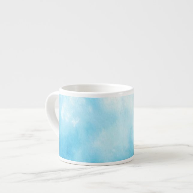 Abstract Hand Drawn Watercolor Background: Blue Espresso Cup (Front Left)
