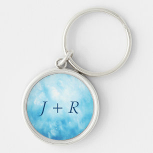 Abstract Hand Drawn Watercolor Background: Blue Key Ring