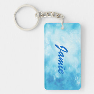 Abstract Hand Drawn Watercolor Background: Blue Key Ring