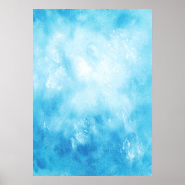 Abstract Hand Drawn Watercolor Background: Blue Poster (Front)