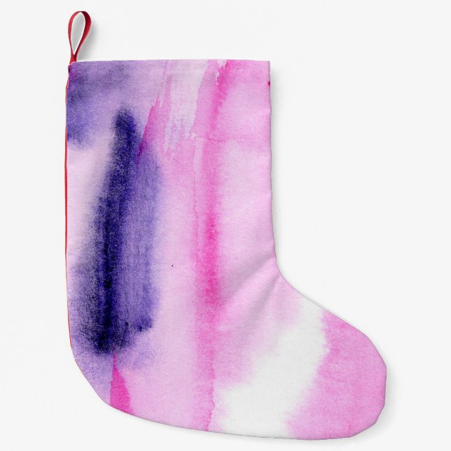 abstract hand made background with artistic waterc small christmas stocking (Front)