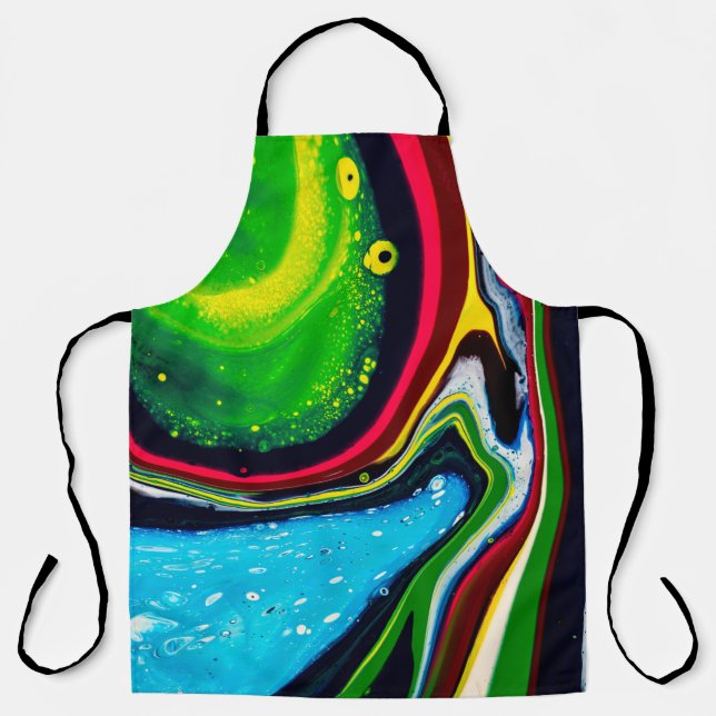 Abstract hand painted background, liquid acrylic p apron (Front)