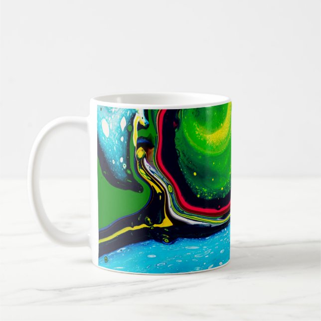 Abstract hand painted background, liquid acrylic p coffee mug (Left)