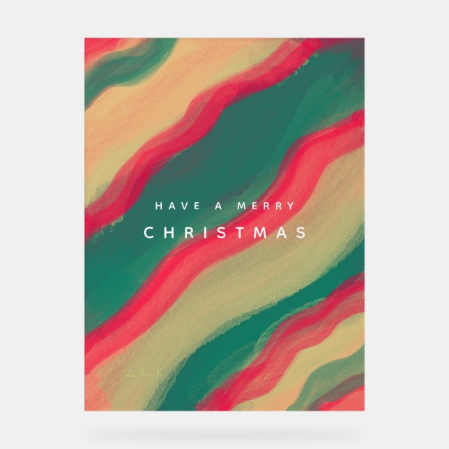 Abstract Hand Painted Pattern Flat Holiday Card Acrylic Sign (Front)