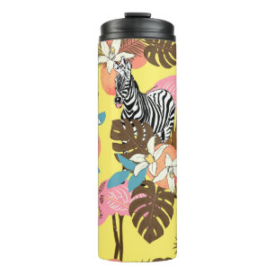Abstract hand painted seamless animal background. thermal tumbler