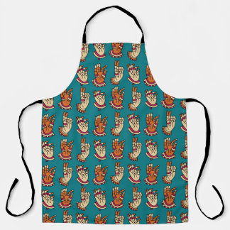 Abstract hand print art, finger print, hand impres apron