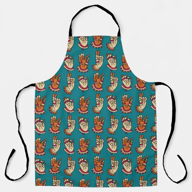 Abstract hand print art, finger print, hand impres apron (Front)