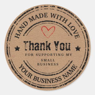 Abstract handmade with love   thank you  classic r classic round sticker