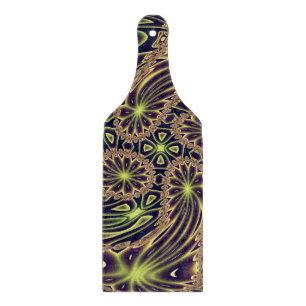 Abstract Happy Dance Neon Gold Fractal Art Cutting Board