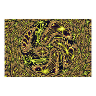 Abstract Happy Dance Neon Gold Fractal Art Photo Print