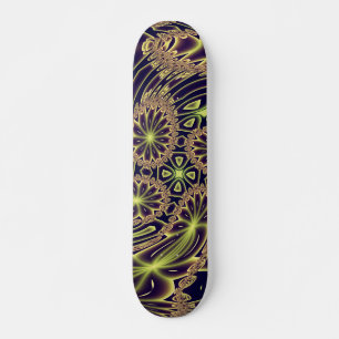 Abstract Happy Dance Neon Gold Fractal Art Skateboard