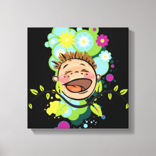 Abstract Happy Kid Wrapped Canvas
