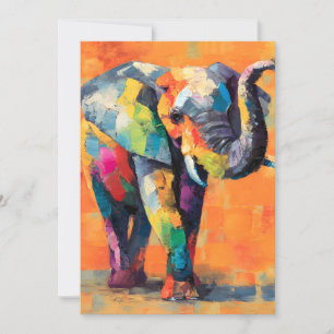Abstract Happy Rainbow Elephant Holiday Card