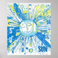 Abstract Happy Whimsical Sun Word Art