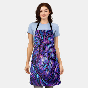 Abstract Heart Anatomy Cosmic Purple Apron