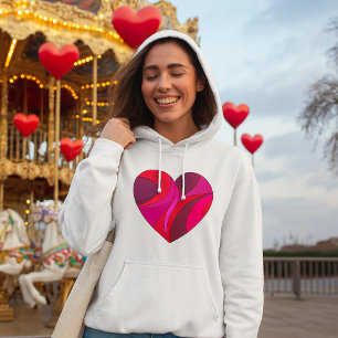 Abstract Heart Bold Red and Pink Swirl Pattern  Hoodie