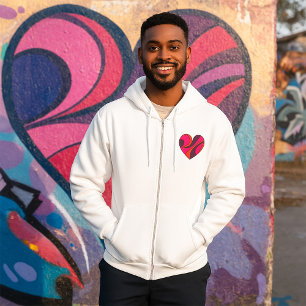 Abstract Heart Bold Red and Pink Swirl Pattern  Hoodie