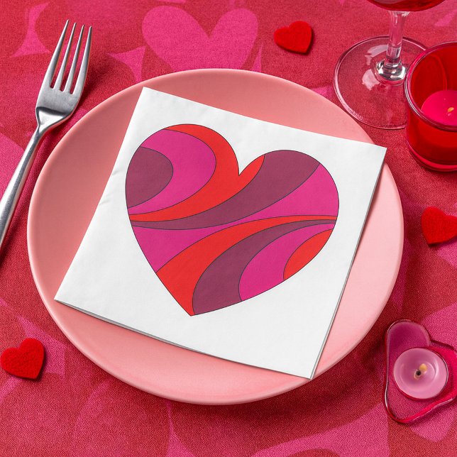 Abstract Heart Bold Red and Pink Swirl Pattern  Napkin (Creator Uploaded)