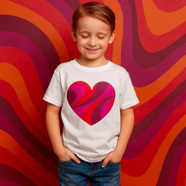 Abstract Heart Bold Red and Pink Swirl Pattern  T-Shirt (Creator Uploaded)