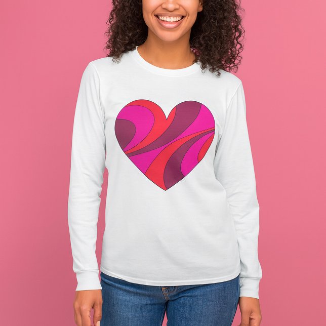 Abstract Heart Bold Red and Pink Swirl Pattern  T-Shirt (Creator Uploaded)