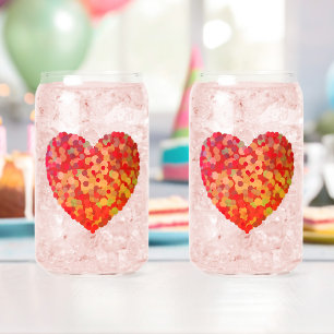Abstract Heart Confetti Art Can Glass