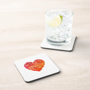 Abstract Heart Confetti Art Coaster