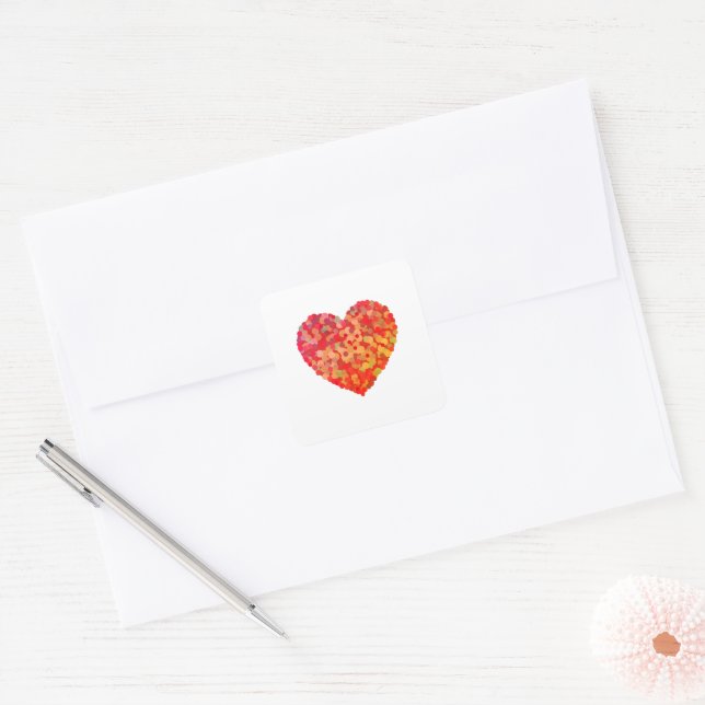 Abstract Heart Confetti Art Square Sticker (Envelope)