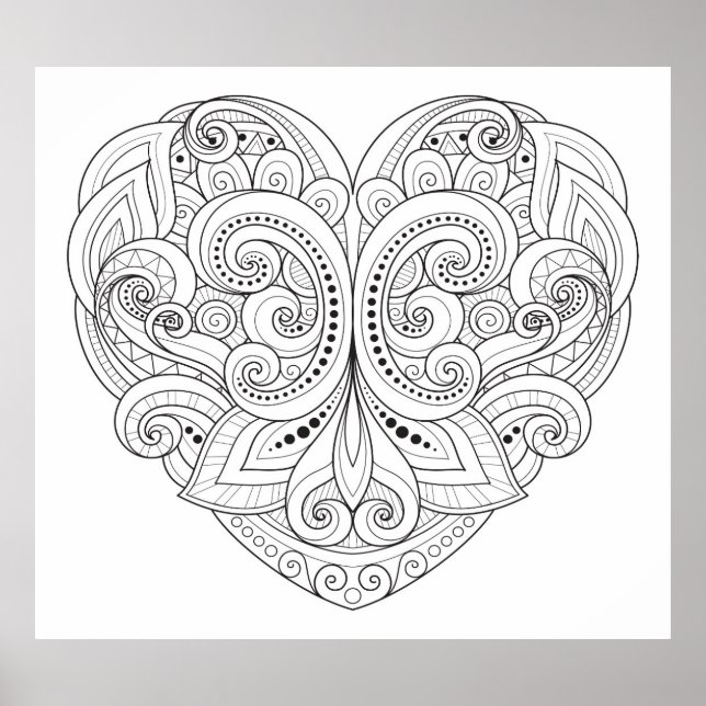 Abstract Heart Doodle 2 Poster (Front)