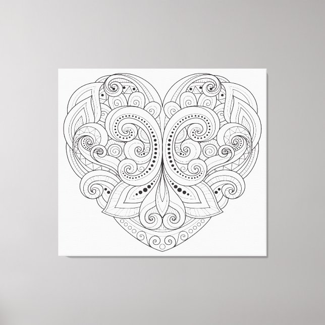 Abstract Heart Doodle 6 Canvas Print (Front)