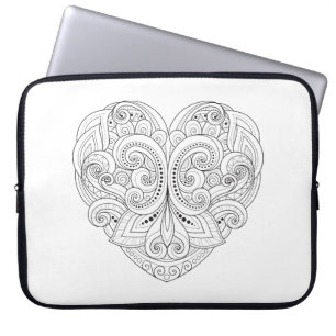 Abstract Heart Doodle Laptop Sleeve
