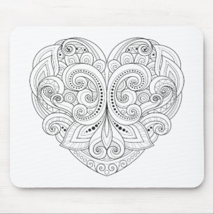 Abstract Heart Doodle Mouse Pad