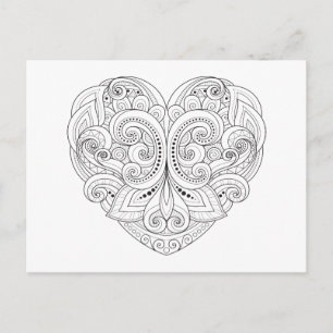 Abstract Heart Doodle Postcard