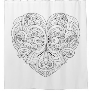 Abstract Heart Doodle Shower Curtain