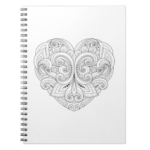 Abstract Heart Doodle Spiral Notebook
