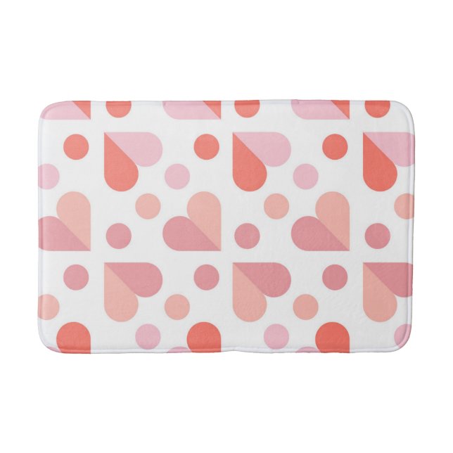 Abstract Heart Geometric Pattern Bath Mat (Front)
