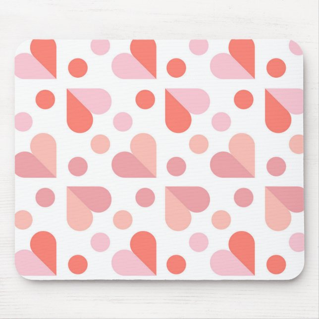 Abstract Heart Geometric Pattern Mouse Pad (Front)