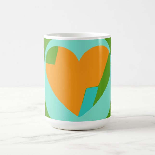 Abstract Heart Green Teal Orange Circle Coffee Mug (Center)