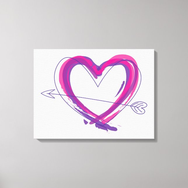 Abstract heart in purple and pink canvas print (Front)