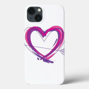 Abstract heart in purple and pink iPhone 13 case