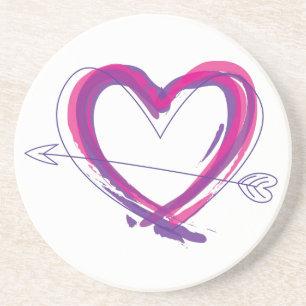 Abstract heart in purple and pink coaster