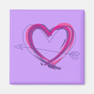 Abstract heart in purple and pink magnet