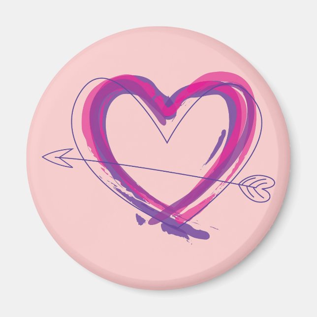 Abstract heart in purple and pink magnet (Front)