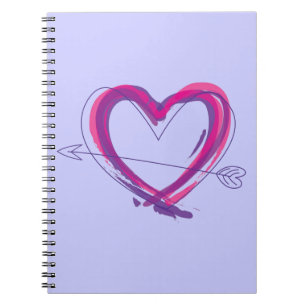 Abstract heart in purple and pink spiral notebook