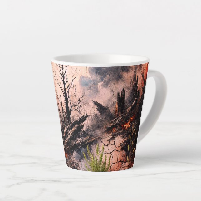 Abstract Heart Latte Mug - Modern Artistic Design (Right Angle)