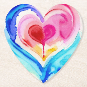 Abstract Heart Layer Coaster, expressive art Paper Coaster