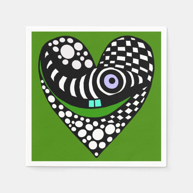 Abstract heart on green napkin (Front)